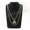 A INITIAL BUBBLE PENDANT W/ 24" MIAMI CUBAN /18" TENNIS CHAIN NECKLACE - Raonhazae