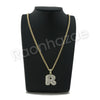 R INITIAL BUBBLE PENDANT W/ 24" MIAMI CUBAN /18" TENNIS CHAIN NECKLACE - Raonhazae