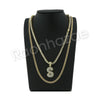 S INITIAL BUBBLE PENDANT W/ 24" MIAMI CUBAN /18" TENNIS CHAIN NECKLACE - Raonhazae