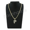 P INITIAL BUBBLE PENDANT W/ 24" MIAMI CUBAN /18" TENNIS CHAIN NECKLACE - Raonhazae