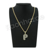 P INITIAL BUBBLE PENDANT W/ 24" MIAMI CUBAN /18" TENNIS CHAIN NECKLACE - Raonhazae