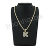 K INITIAL BUBBLE PENDANT W/ 24" MIAMI CUBAN /18" TENNIS CHAIN NECKLACE - Raonhazae