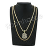 B INITIAL BUBBLE PENDANT W/ 24" MIAMI CUBAN /18" TENNIS CHAIN NECKLACE - Raonhazae