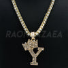 Crown Y Initial Pendant Necklace Set - Raonhazae