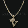 Crown V Initial Pendant Necklace Set - Raonhazae
