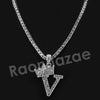 King Crown V Initial Pendant Necklace Set. - Raonhazae