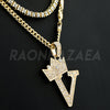 Crown V Initial Pendant Necklace Set - Raonhazae