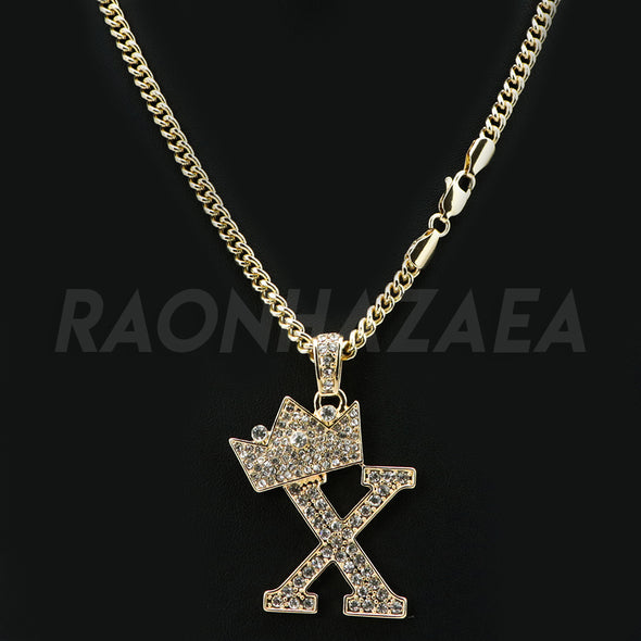 Crown X Initial Pendant Necklace Set - Raonhazae