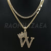 Crown W Initial Pendant Necklace Set - Raonhazae
