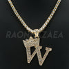 Crown W Initial Pendant Necklace Set - Raonhazae