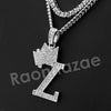King Crown Z Initial Pendant Necklace Set. (Silver) - Raonhazae