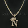 Crown N Initial Pendant Necklace Set - Raonhazae
