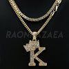 Crown K Initial Pendant Necklace Set - Raonhazae