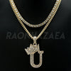 Crown U Initial Pendant Necklace Set - Raonhazae