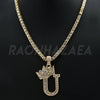 Crown U Initial Pendant Necklace Set - Raonhazae