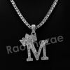 Crown M Initial Pendant Necklace Set. - Raonhazae