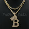Crown B Initial Pendant Necklace Set - Raonhazae