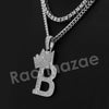 King Crown B Initial Pendant Necklace Set (Silver) - Raonhazae