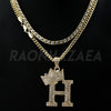 Crown H Initial Pendant Necklace Set - Raonhazae