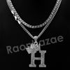 King Crown H Initial Pendant Necklace Set (Silver) - Raonhazae