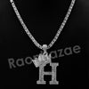 King Crown H Initial Pendant Necklace Set (Silver) - Raonhazae