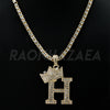 Crown H Initial Pendant Necklace Set - Raonhazae