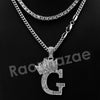 King Crown G Initial Pendant Necklace Set (Silver) - Raonhazae