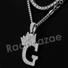King Crown G Initial Pendant Necklace Set (Silver) - Raonhazae