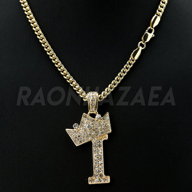 Crown I Initial Pendant Necklace Set - Raonhazae