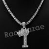 King Crown I Initial Pendant Necklace Set (Silver) - Raonhazae