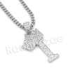 King Crown I Initial Pendant Necklace Set (Silver) - Raonhazae