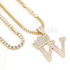 Crown W Initial Pendant Necklace Set - Raonhazae