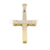 14k Gold Plated Lab Diamond BIG Brass 2PAC Cross Pendant w/ 10mm Cuban Chain Set - Raonhazae