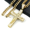 14K ICED HUGE Jesus Crucifix Cross Brass Pendant w/ 10mm Cuban Chain Set - Raonhazae