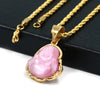 Stainless Steel Chubby Buddha Pendant (Pink Jade) - Raonhazae