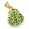 Stainless Steel Gold ICED Chubby Buddha (Green Jade) Pendant w/ 3mm Rope Chain - Raonhazae