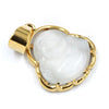 Stainless Steel Gold ICED Chubby Buddha (White Jade) Pendant w/ 3mm Rope Chain - Raonhazae