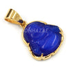 Stainless Steel Gold ICED Chubby Buddha (Blue Jade) Pendant w/ 3mm Rope Chain - Raonhazae