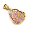 Stainless Steel Gold ICED Chubby Buddha (Pink Jade) Pendant w/ 3mm Rope Chain - Raonhazae