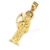 316L Stainless Steel Gold Hip Hop Santa Muerte Pendant w/ 4mm Miami Cuban Chain - Raonhazae