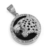 316L Stainless Steel Medallion Iced BLK Jaguar Pendant w/ 4mm Miami Cuban Chain - Raonhazae