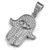 316L Stainless Steel Hands of Hamsa Ice Out Pendant w/ 4mm Miami Cuban Chain - Raonhazae