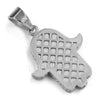 316L Stainless Steel Hands of Hamsa Ice Out Pendant w/ 4mm Miami Cuban Chain - Raonhazae