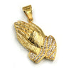 316L Stainless Steel Praying Hands Ice Out Pendant w/ 4mm Miami Cuban Chain - Raonhazae