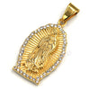 316L Stainless Virgin of Guadalupe Blinged Out Out Pendant w/ 4m Cuban Chain - Raonhazae