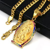 Raonhazae 316L Stainless The Virgin of Guadalupe De Lady of Gudalupe Pendant w/ 4mm Miami Cuban Chain - Raonhazae