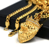 316L Stainless Steel Lion King Blinged Out Pendant w/ 4mm Miami Cuban Chain - Raonhazae