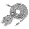 316L Stainless Steel King TUT Symbol Bliged Out Pendant w/ 4mm Miami Cuba Chain - Raonhazae