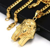 316L Stainless Steel King TUT Symbol Bliged Out Pendant w/ 4mm Miami Cuba Chain - Raonhazae