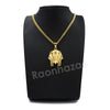 316L Stainless Steel King TUT Symbol Bliged Out Pendant w/ 4mm Miami Cuba Chain - Raonhazae